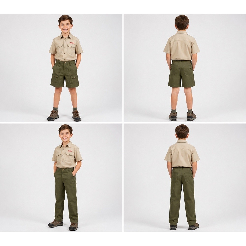 Lot Of 2 BSA Boy Scouts of America Green Cotton Uniform Pants Shorts 16 Waist 28